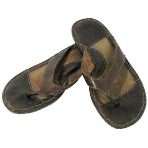 Born Brown Leather Flip Flop Sandals Thongs Women's Size 8 Comfort Slip-On